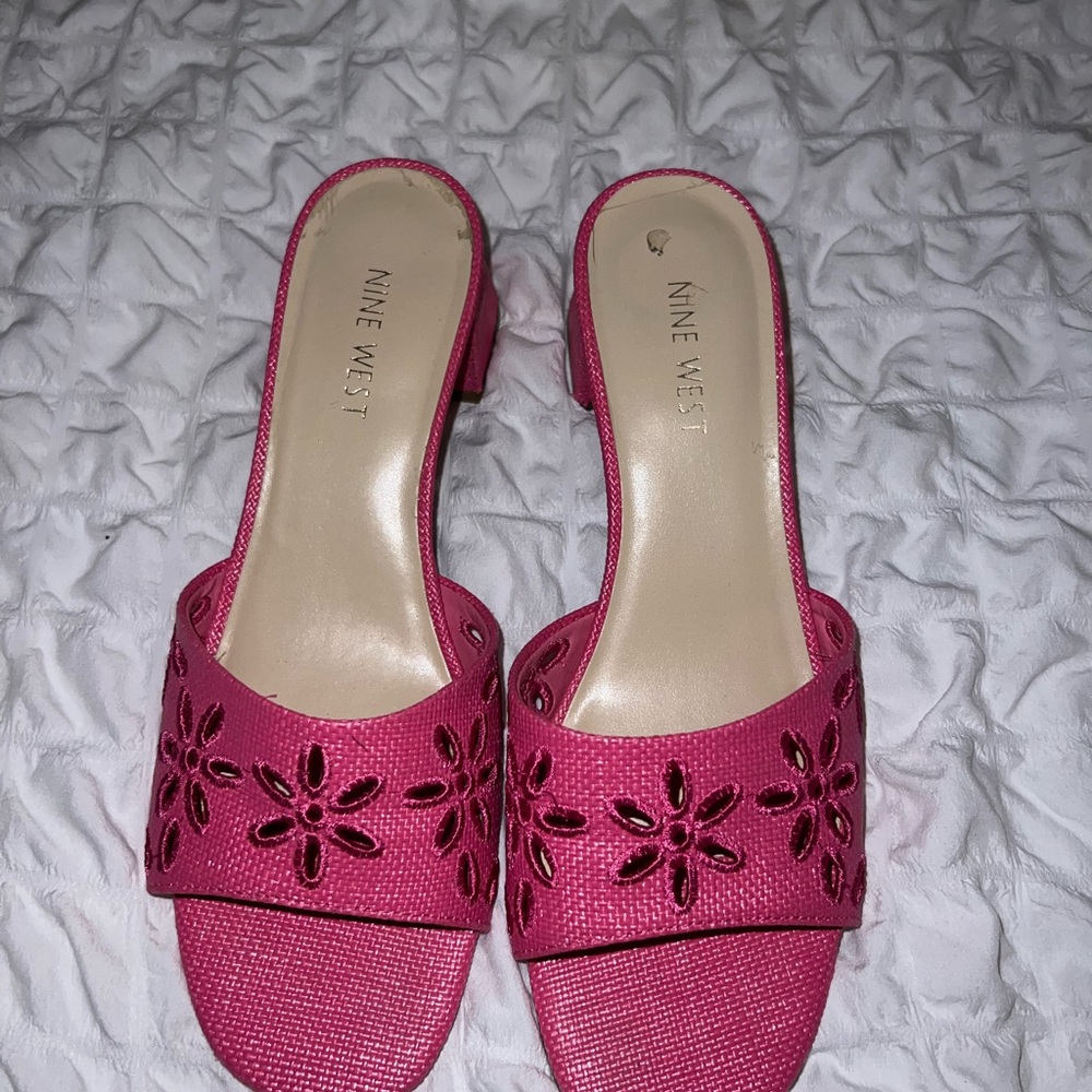 Nine West Pink Heels with Intricate Cutout Design